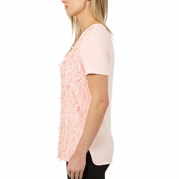 Badgley Mischka Shirt Pink 3D Flower Top - Picture 2 of 7